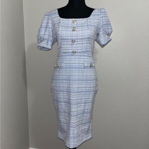 SHEIN Blue Checkered Midi Dress